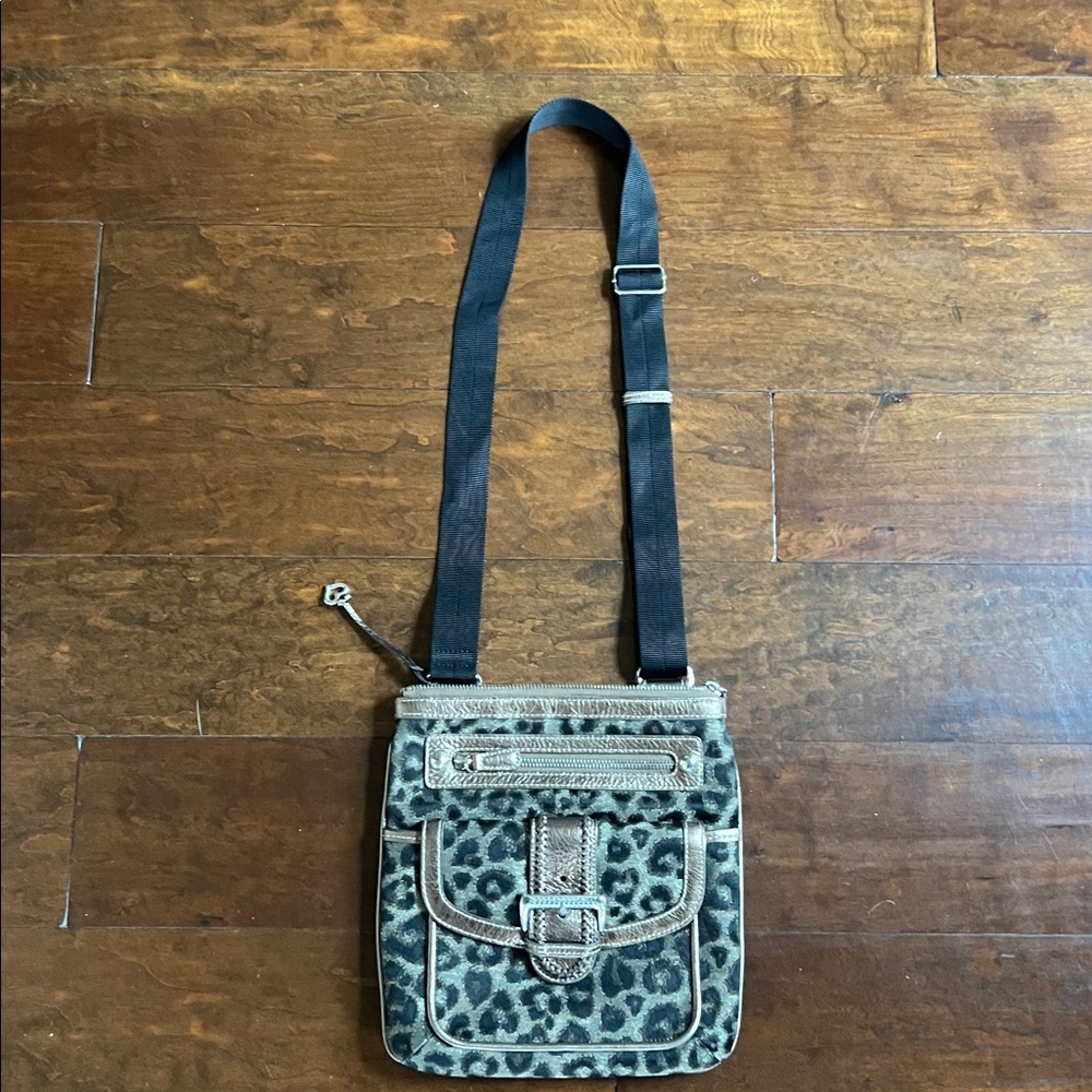 Brighton Cheetah Print 9.5 x 9.5 Crossbody Organizer Bag W/ a Little Bling.NWOT